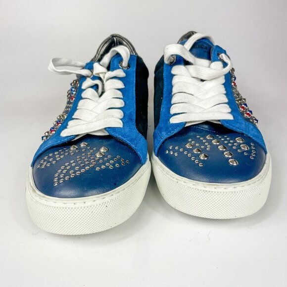 Zadig and Voltaire Tricolor Studded Leather and Suede Jungle Clous Sneakers Size - Picture 1 of 12